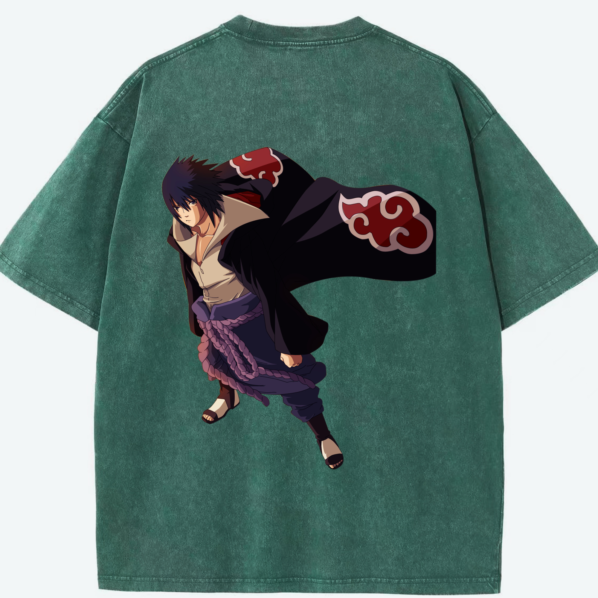 （画像用） NARUTO -ナルト- うちは サスケ Uchiha Sasuke 綿100% ヴィンテージ風 半袖Tシャツ（背面プリント）